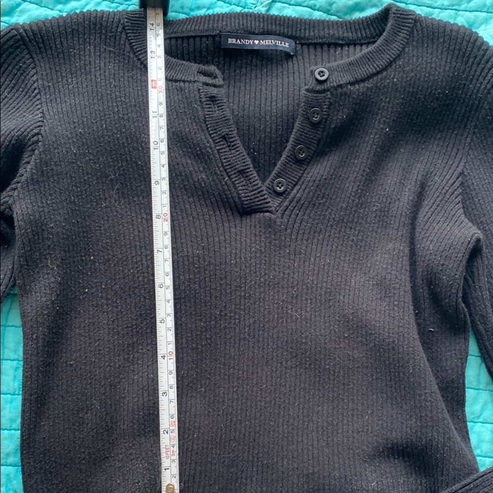 Black Ribbed Long Sleeve Top - Picture 3 of 3
